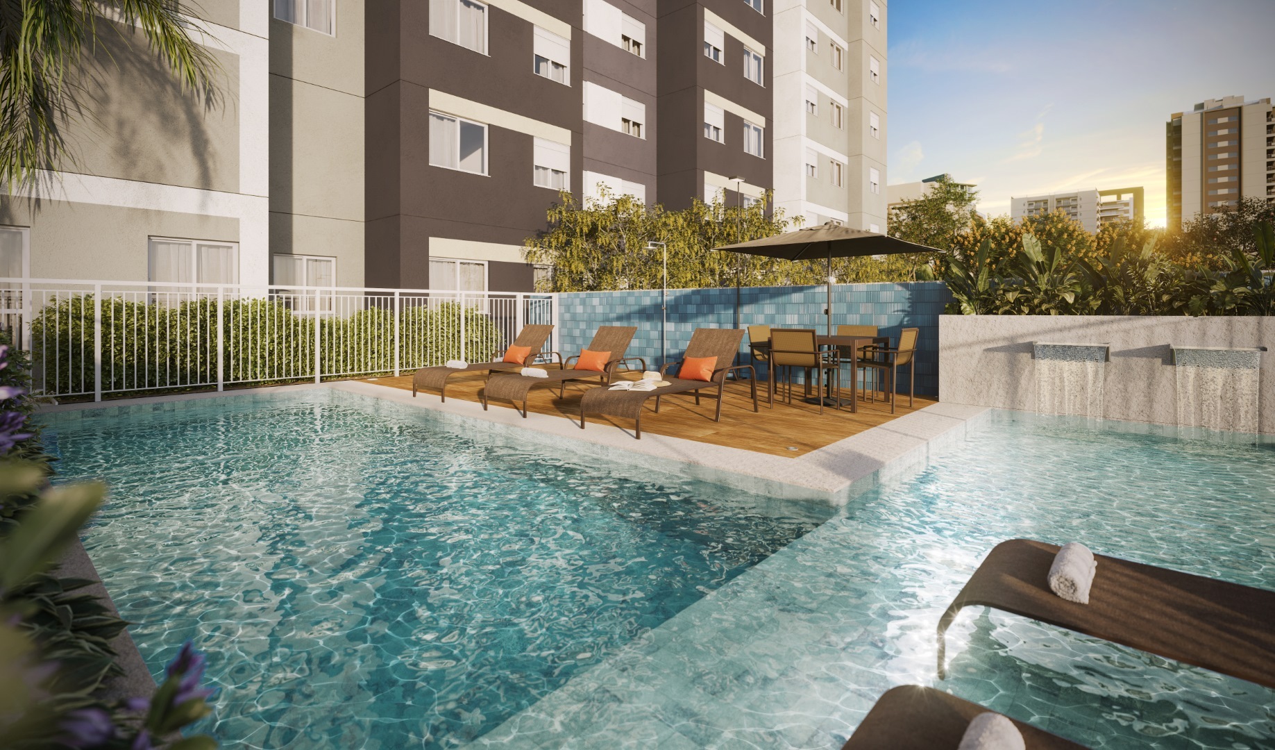 Viva Benx Butantã - Residencial - 54122 - Piscina adulto com deck molhado e cascatas